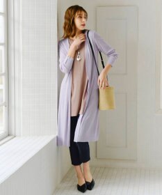 Tiaclasse 【洗える】ボタン付きロングリブカーディガン