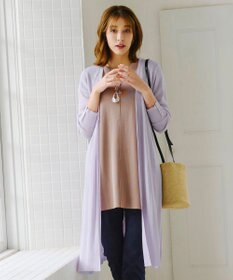 Tiaclasse 【洗える】ボタン付きロングリブカーディガン