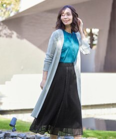 Tiaclasse 【洗える】ボタン付きロングリブカーディガン