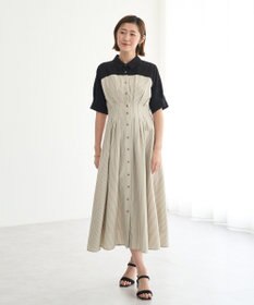 YECCA VECCA ハーフスリーブベアドッキングワンピース