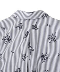 YECCA VECCA ストライプ柄フラワー刺繍シャツ