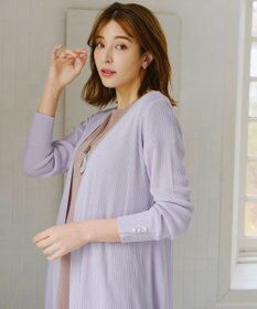 Tiaclasse 【洗える】ボタン付きロングリブカーディガン