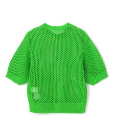 BEIGE， 【洗える】ALOE / コットンメッシュ半袖クルーネックニット