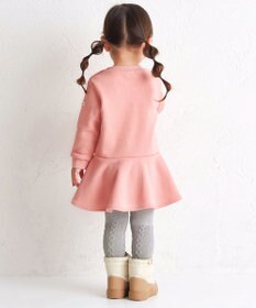 MIKI HOUSE HOT BISCUITS 【80-120cm】ビッグフェイスプリント 裏毛パイル素材 フレアワンピース