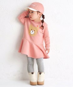 MIKI HOUSE HOT BISCUITS 【80-120cm】ビッグフェイスプリント 裏毛パイル素材 フレアワンピース