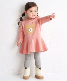 MIKI HOUSE HOT BISCUITS 【80-120cm】ビッグフェイスプリント 裏毛パイル素材 フレアワンピース