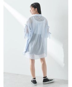 earth music&ecology 袖スリットリボンロングシャツ