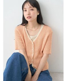 earth music&ecology バイカラーＶネックカーディガン