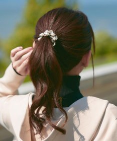 Tiaclasse パール付きファンシーツイードシュシュ