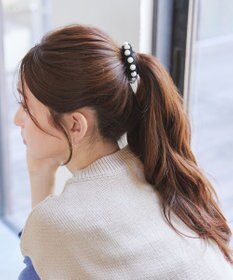 Tiaclasse パール付きファンシーツイードシュシュ