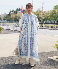 CRAFT STANDARD BOUTIQUE インド綿パネル柄ウエスト切り替えボリュームワンピース