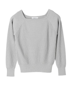 Green Parks 洗える　スクエアネックリブニットプルオーバー