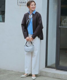 23区 【洗える】スラブツイルストレッチ ワイド パンツ