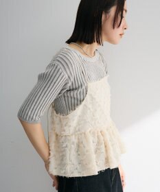 Green Parks 配色リブニットプルオーバー