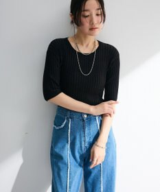 Green Parks 配色リブニットプルオーバー