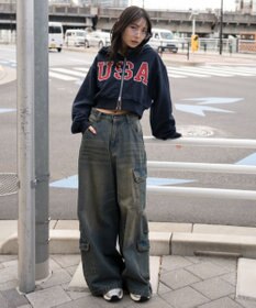 WEGO グラフィックショートZIPパーカー