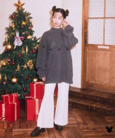 earth music&ecology 【予約】Disney/ポイントミッキーケーブルニット