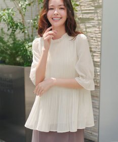 Tiaclasse 【前後2way・洗える】シアープリーツブラウス