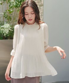 Tiaclasse 【前後2way・洗える】シアープリーツブラウス