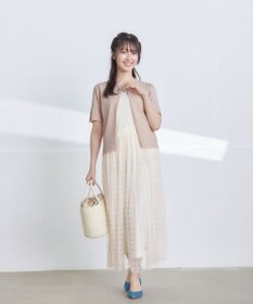 Tiaclasse 【洗える】チェック柄チュールレーススカート