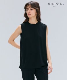 BEIGE， 【BEIGE,ecru/WEB限定・洗える】FINE DRY TOUCH / ねじりデザインコットンノースリーブトップス