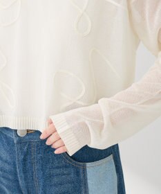 Green Parks ・ＡＮＤＳＥＡＲＣＨ　コード刺繍シアーニット