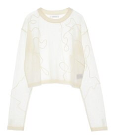 Green Parks ・ＡＮＤＳＥＡＲＣＨ　コード刺繍シアーニット