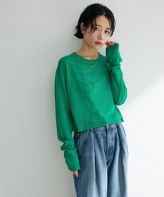 Green Parks ・ＡＮＤＳＥＡＲＣＨ　コード刺繍シアーニット