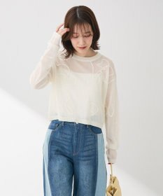 Green Parks ・ＡＮＤＳＥＡＲＣＨ　コード刺繍シアーニット