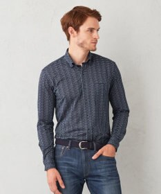 JOSEPH ABBOUD 【快適な着心地】コンパクトジャージー鹿の子プリント シャツ