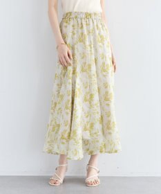 YECCA VECCA ボタニカル柄シアーロングスカート