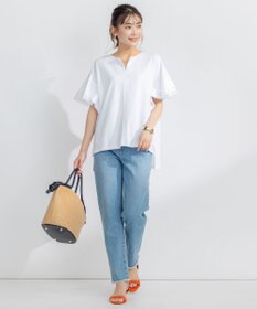 組曲 【汗ジミ防止・撥水】GIZAプレーティング天竺袖フリル カットソー