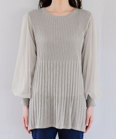 Tiaclasse チュールスリーブニットチュニック