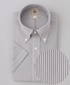 J.PRESS MEN 酷暑の清潔感もこれ一枚で【吸水速乾 / 抗菌防臭 / 防シワ】【J.PRESS OXFORD JERSEY】カノコインレイマイクロストライプ 半袖シャツ / B.D.