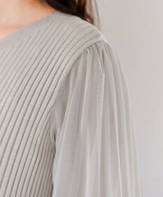 Tiaclasse チュールスリーブニットチュニック