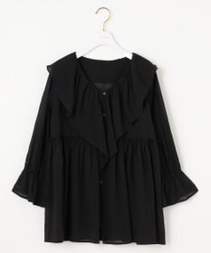 ANY SIS 【洗える】シアーヴィンテージライクラッフル ブラウス