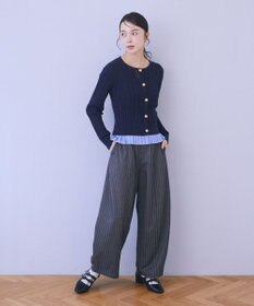 earth music&ecology 【予約】プリーツレイヤーケーブルニットカーディガン