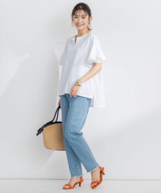 組曲 【汗ジミ防止・撥水】GIZAプレーティング天竺袖フリル カットソー