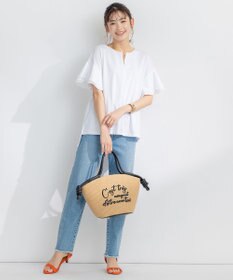 組曲 【汗ジミ防止・撥水】GIZAプレーティング天竺袖フリル カットソー