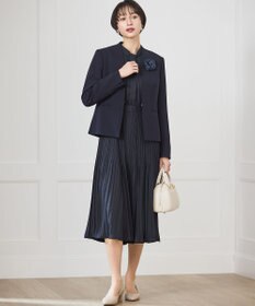 23区 【セットアップ対応/洗える】トリアセダブルジョーゼット ノーカラー ジャケット