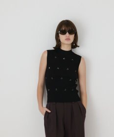 GRACE CONTINENTAL ビジューリブニットトップ