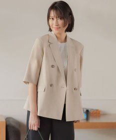 J.PRESS LADIES BREEZ COOL トロ ハーフスリーブ ダブル ジャケット ベージュ系