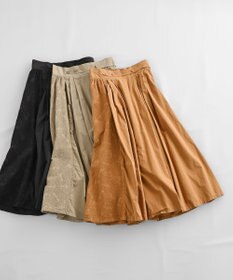 muuc 〈オーガニックコットン〉〈通年着られる〉フラワーノット刺繍 ウエスト後ろゴムあり 裏地あり ギャザースカート