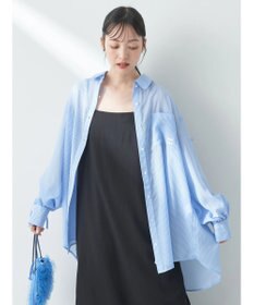 earth music&ecology 袖スリットリボンロングシャツ