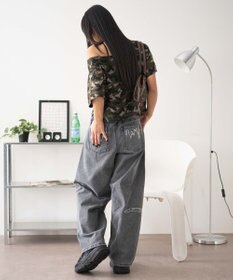 WEGO 刺繍ロゴバレルレッグパンツ