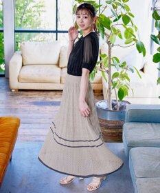 Tiaclasse クロシェ編み配色ニットスカート