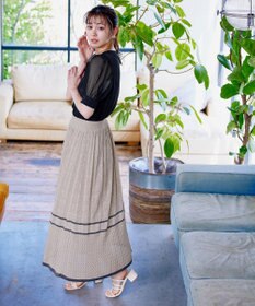 Tiaclasse L クロシェ編み配色ニットスカート