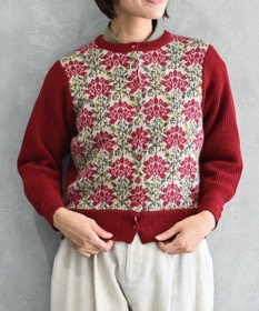 muuc 〈うっとり柔らか上質な極細繊維〉〈前身頃は希少なモヘアとシルク×後ろ身頃はウール100%〉フラワージャカード カーディガン