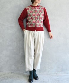 muuc 〈うっとり柔らか上質な極細繊維〉〈前身頃は希少なモヘアとシルク×後ろ身頃はウール100%〉フラワージャカード カーディガン