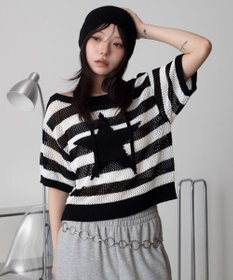 WEGO オフショルメッシュニット（S）